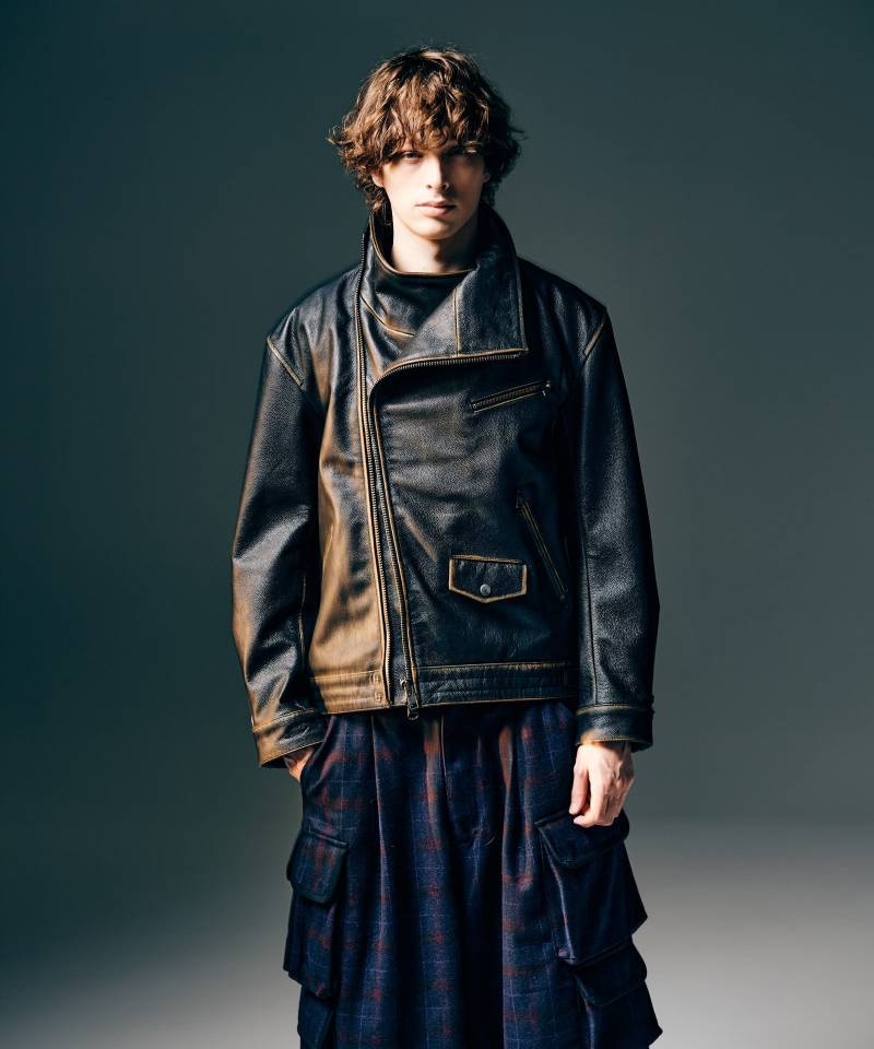 予約商品】glamb(グラム) High Neck Leather Jacket / ハイネック