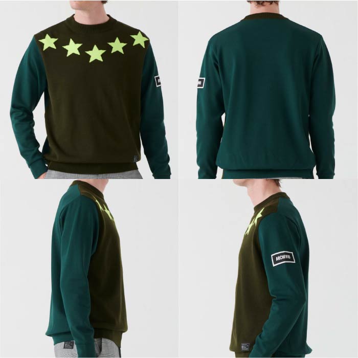 archivio アルチビオ ゴルフウェア メンズ 長袖セーター 素材切替星柄