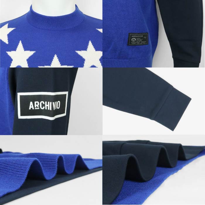 archivio アルチビオ ゴルフウェア メンズ 長袖セーター 素材切替星柄