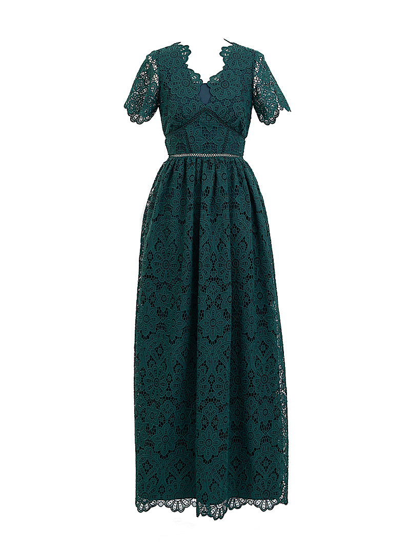 Self-Portrait｜半袖レース ロングドレス(36)-グリーン をレンタルする