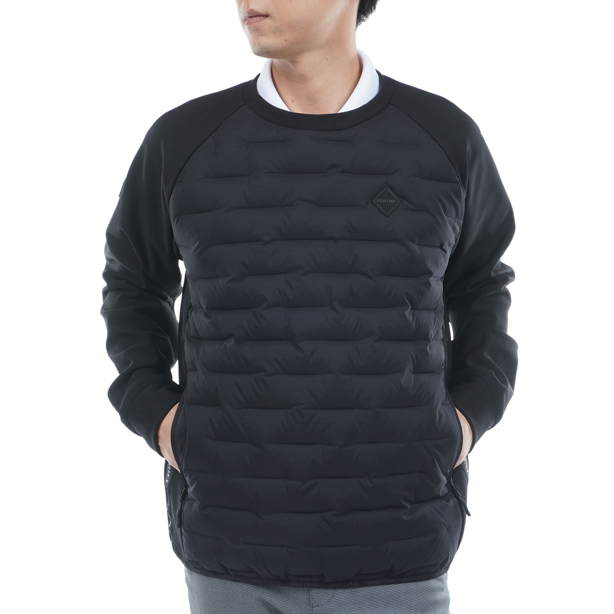 ストレッチ ハイブリッド クルーネック ダウンジャケット(アウター