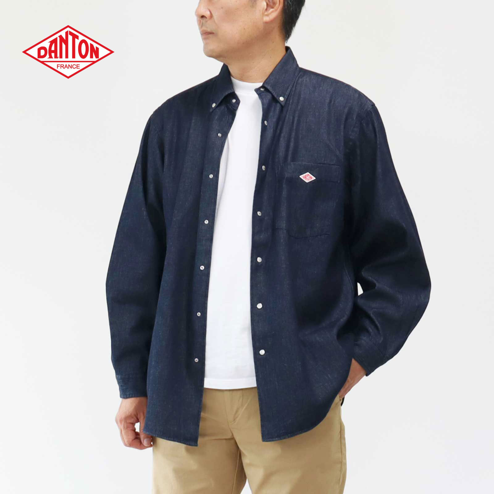 楽天市場】メンズ40-44 ダントン オックス バンドカラー 長袖 シャツ