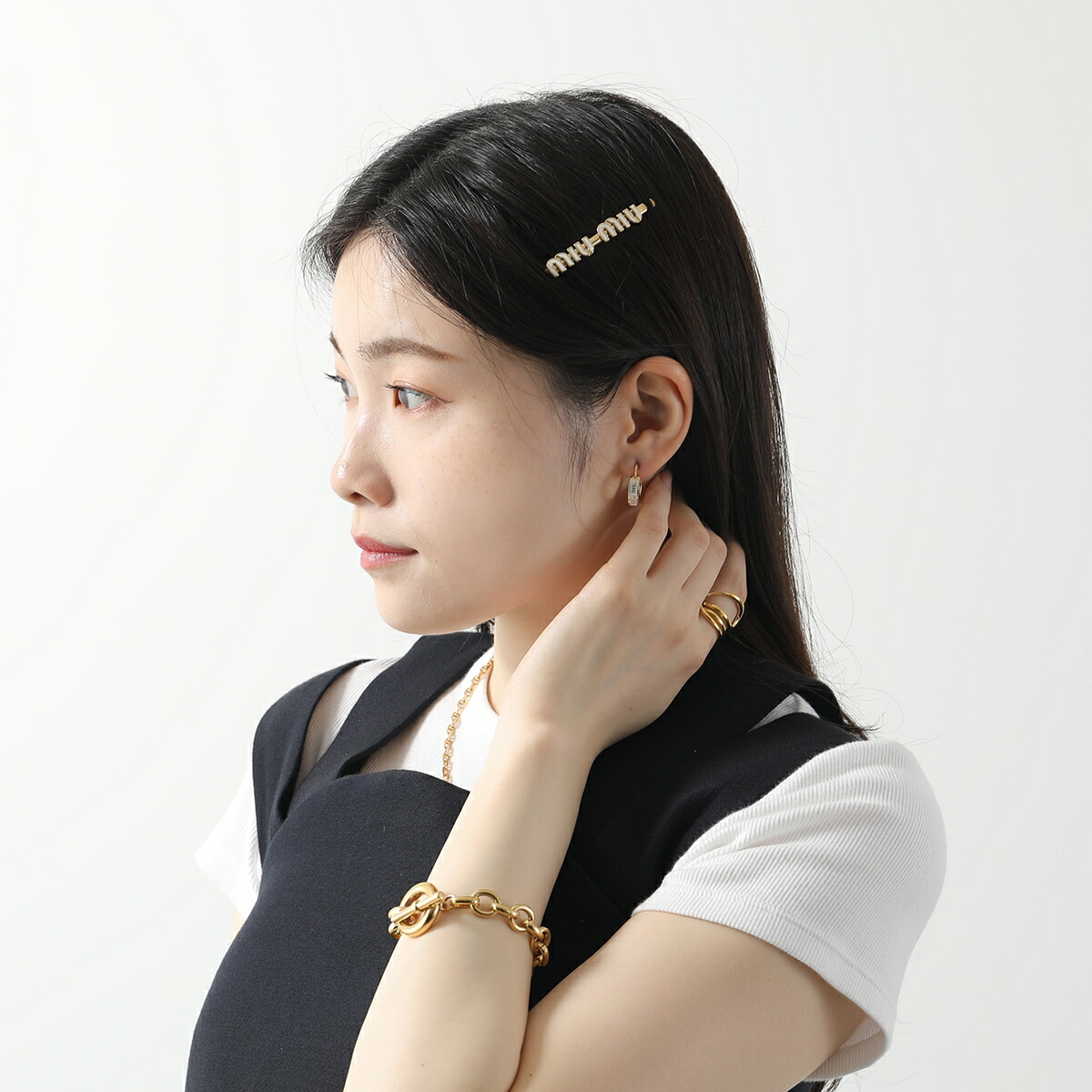 MIUMIU ミュウミュウ ヘアピン 5IF146 2F6T レディース エナメルメタル