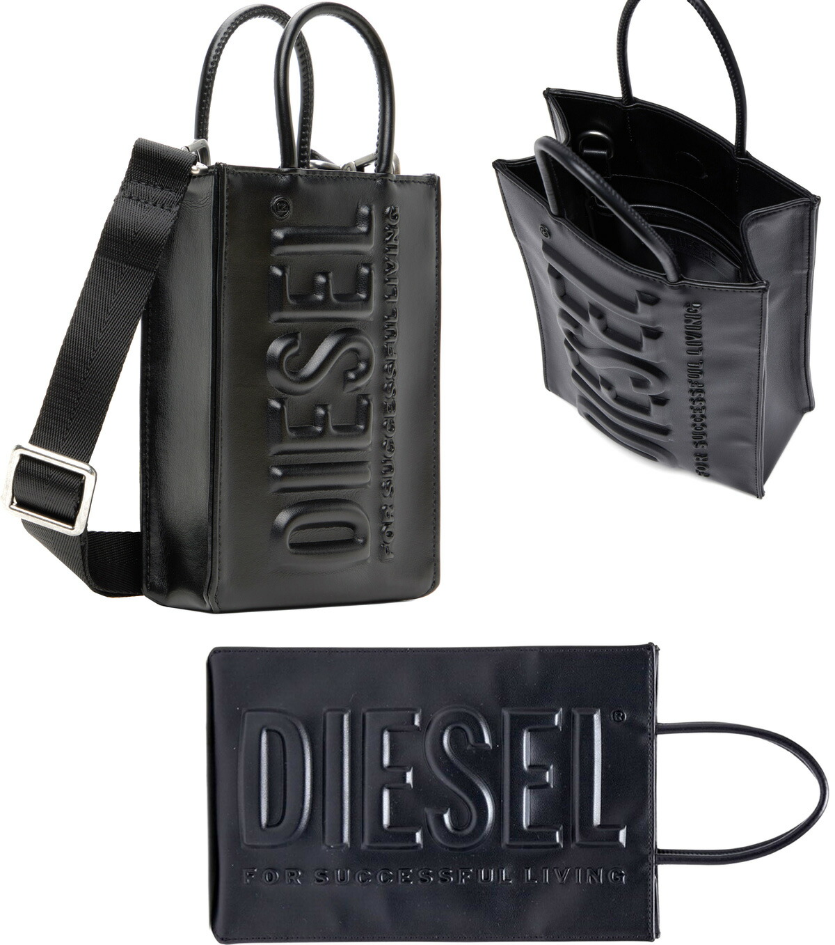 楽天市場】DIESEL ディーゼル2WAYハンドバッグ ラバーパッチロゴミニ