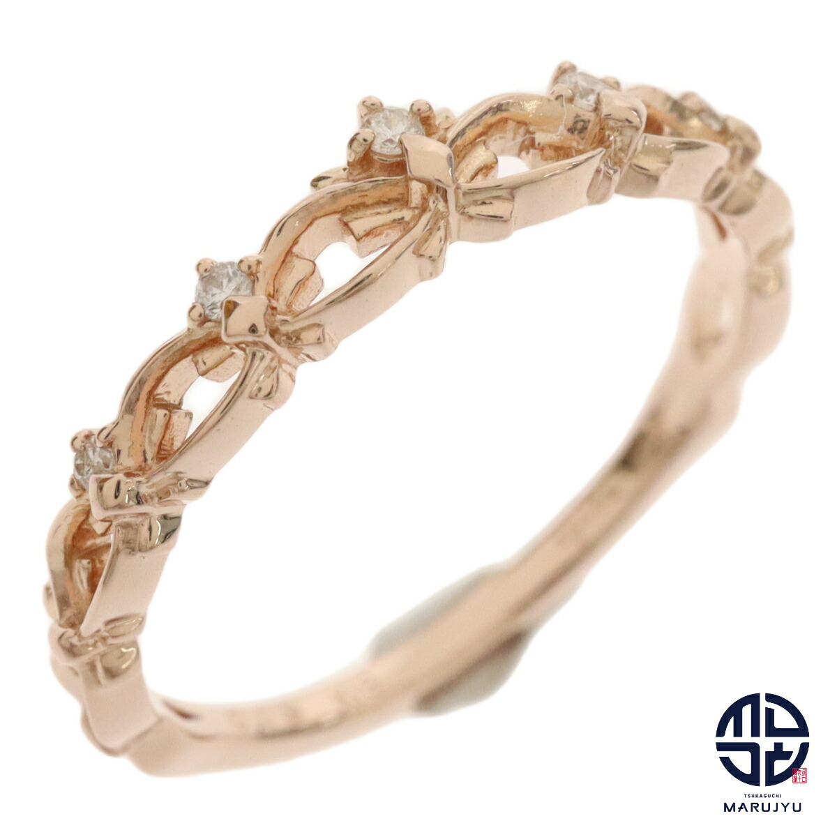 楽天市場】agete(アガット) ピンキー リング リボン ダイヤモンド 0.03