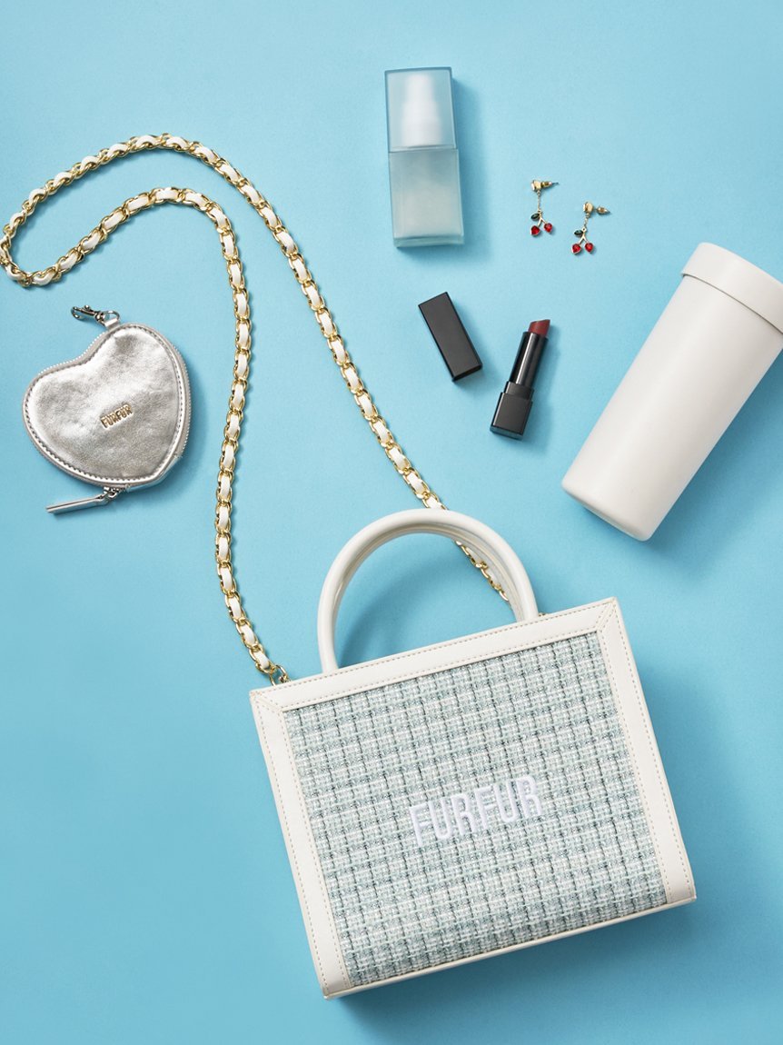 FURFUR 【オフィシャル限定カラー】ツイードロゴトートバッグ ファー