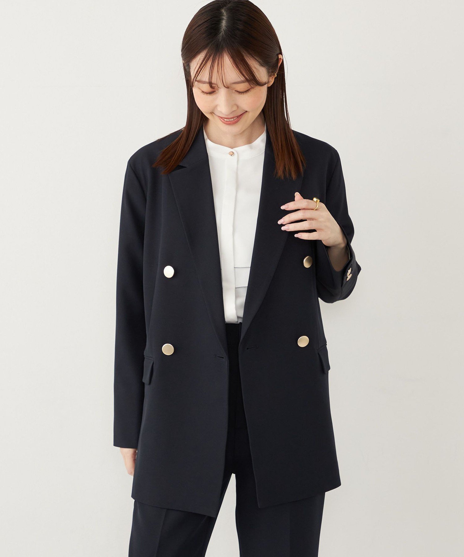 楽天市場】SHIPS： ウール／ポリエステル ネイビー ダブル