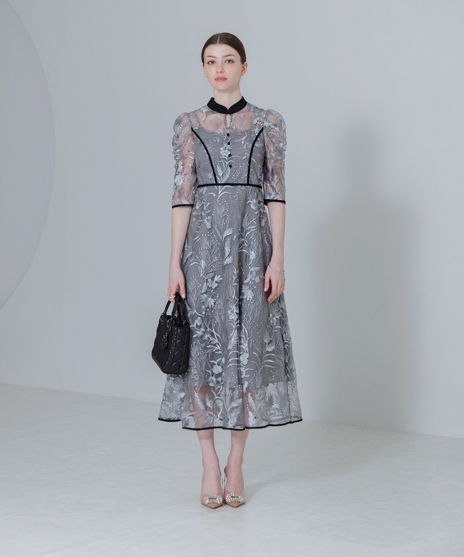 楽天市場】【LEJA】配色パイピングレーススパンコール刺繍パフスリーブ