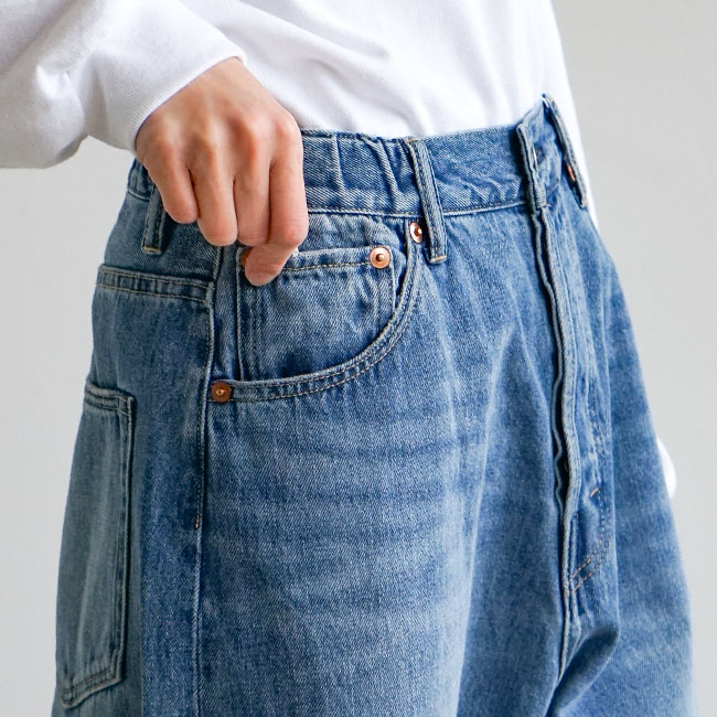 ◇[b1038-1]SOLAMONAT(ソラモナ)5Pルーズストレートイージーデニム