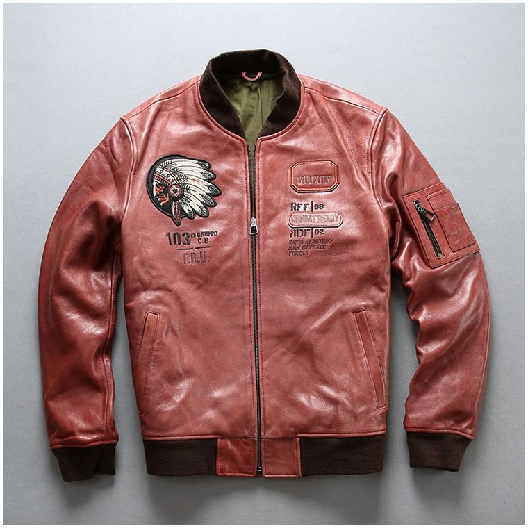 楽天市場】インディアン刺繍革ジャン 赤 羊の皮ジャケット 刺繍 レザー