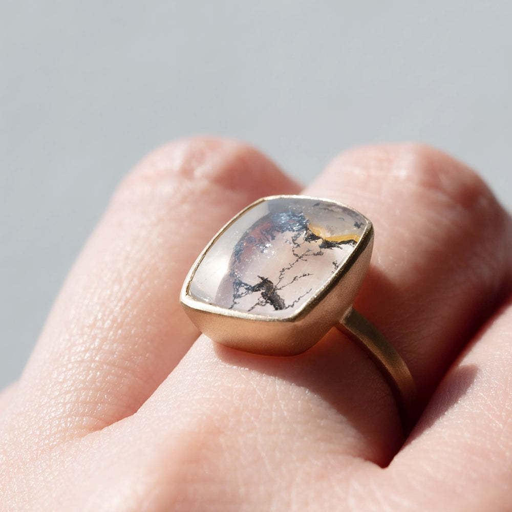 1点もの 】指輪 リング K18 天然石 デンドリティッククォーツ