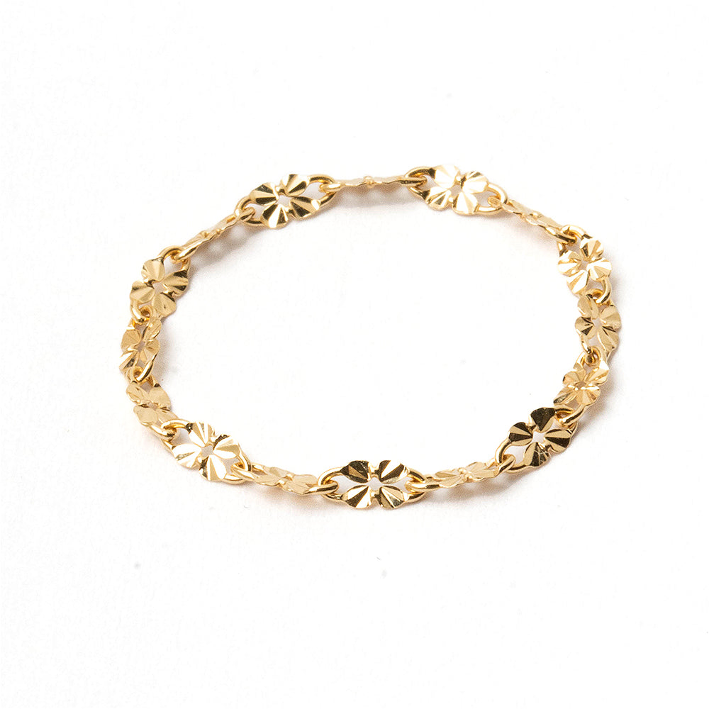 K18 YG クローバー カット チェーン リング ロッソエブルージュエリー