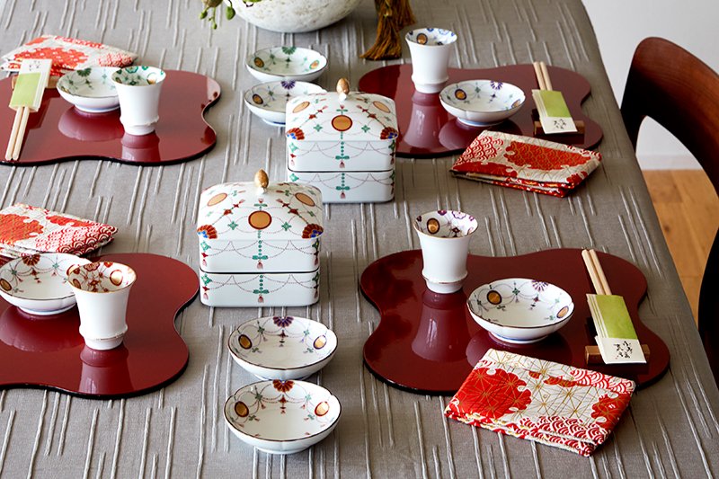 錦日輪赤玉瓔珞文【小皿】｜有田焼なら賞美堂本店オンラインショップ