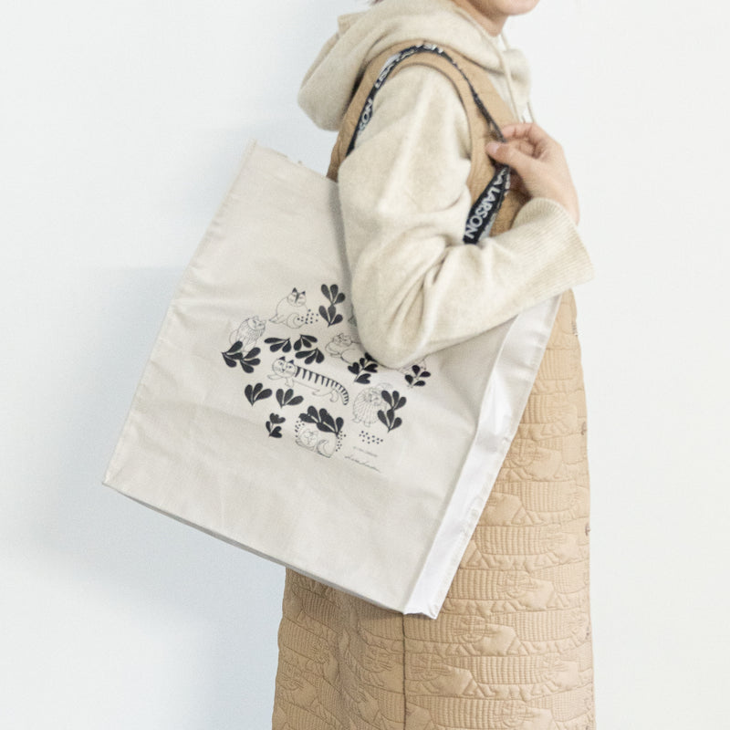 ショッピングエコバッグ（スケッチねこたち・ベージュ）