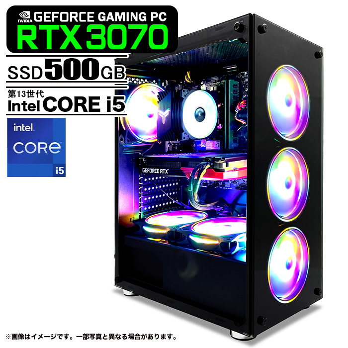 ゲーミングPC ブラック GeForce RTX3070 第13世代 Intel Corei5 13400F