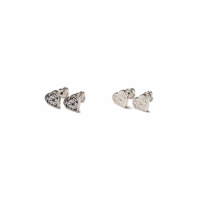 Human Made Heart Silver Earring (2Colors）