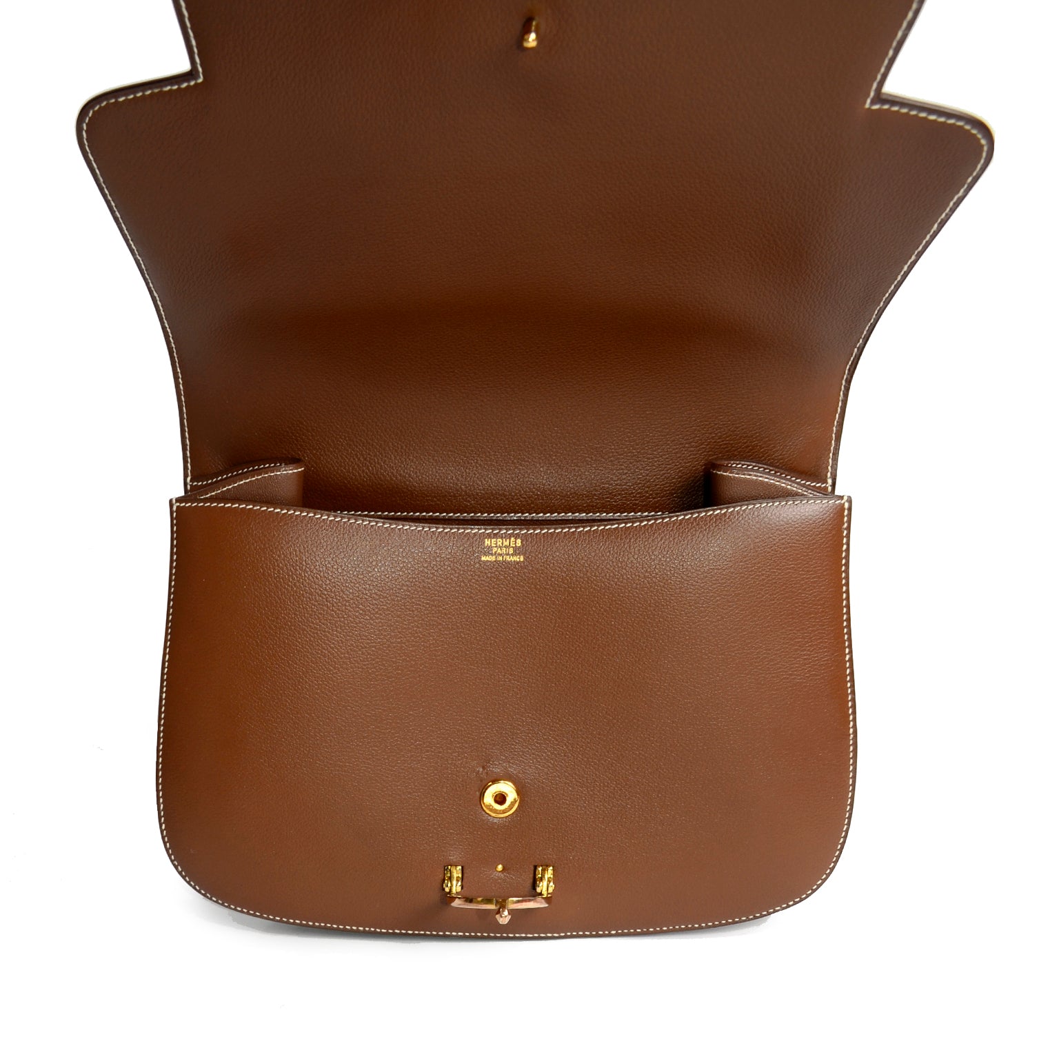 1985 Hermes Cognac Brown Leather Handbag Shoulder Bag Horsebit