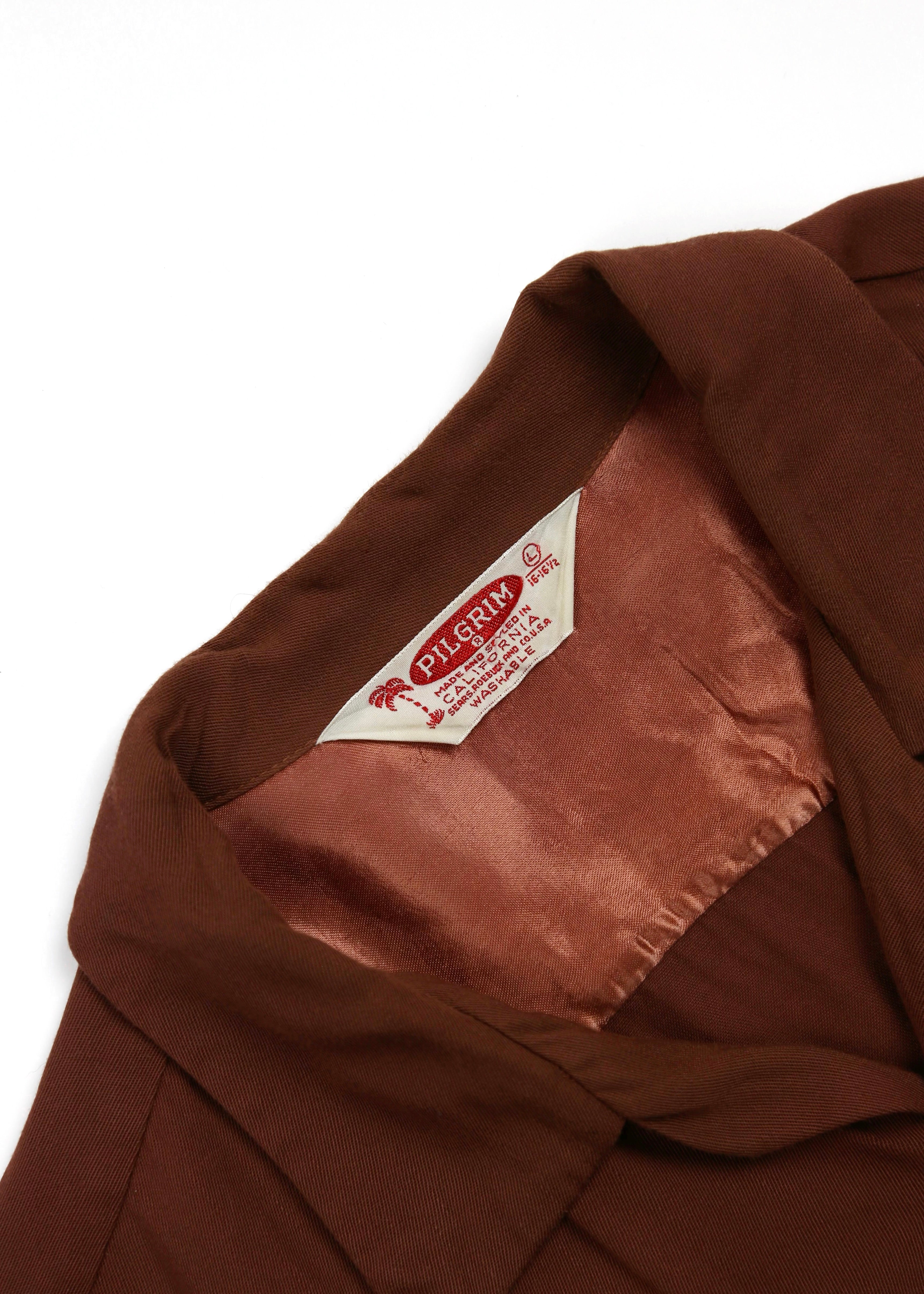 50's Brown Pilgrim Gabardine Loop Collar Shirt – Swimmers