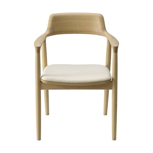 HIROSHIMA アームチェア 張座TLブルー/ビーチ材ナチュラルホワイト