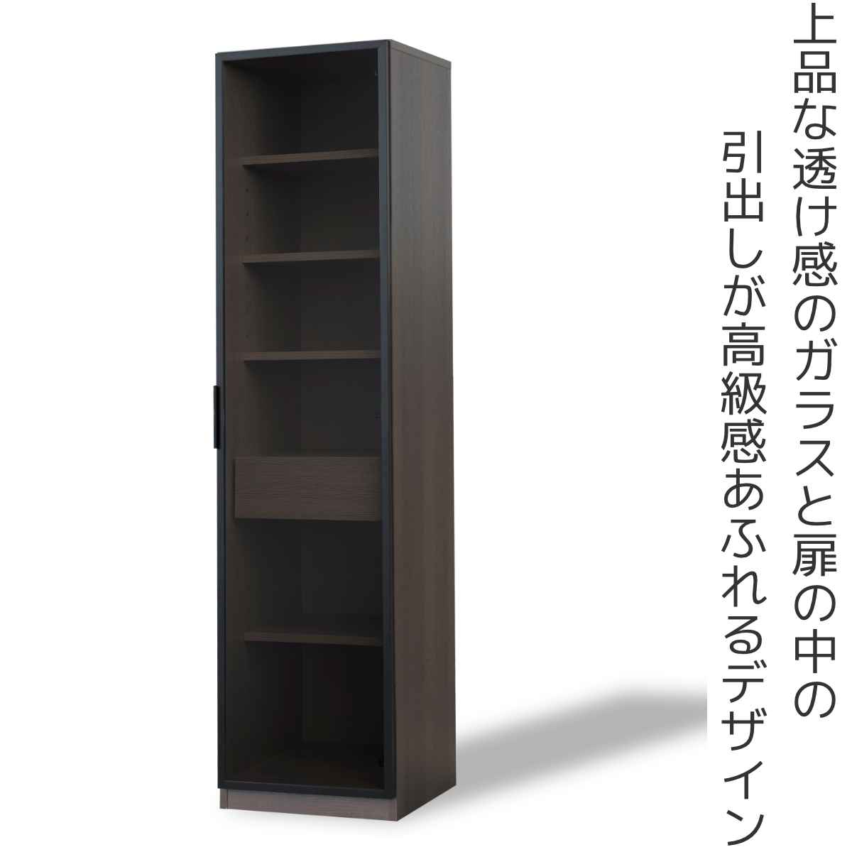 ガラスキャビネット ハイタイプ リビング収納 LOCKO 日本製 約幅45cm