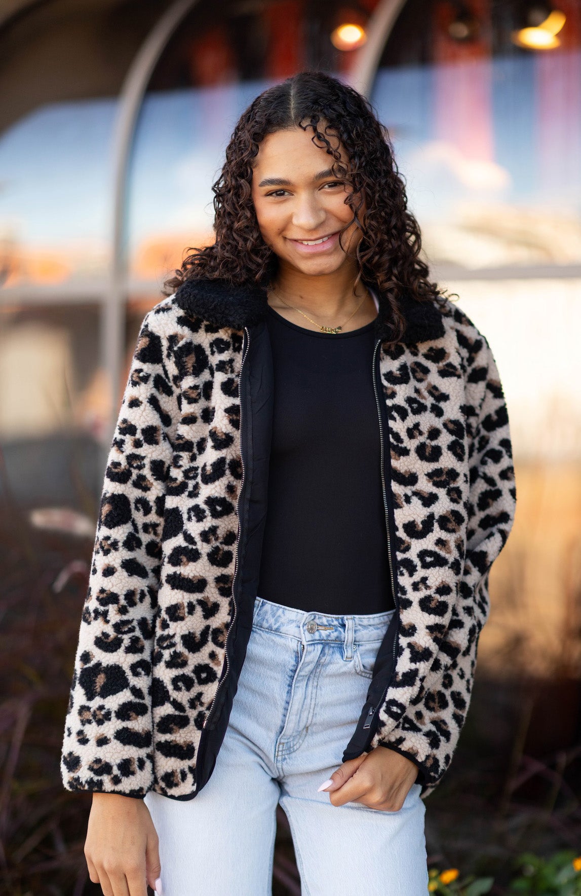 Joline Sherpa Zip Front Jacket — Wooden Nickel