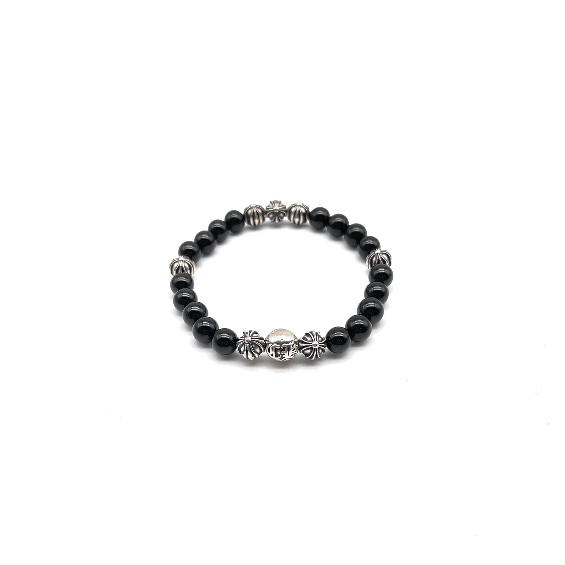 Chrome Hearts 8mm Black 8 Silver Beaded Bracelet - SRM – SHENGLI