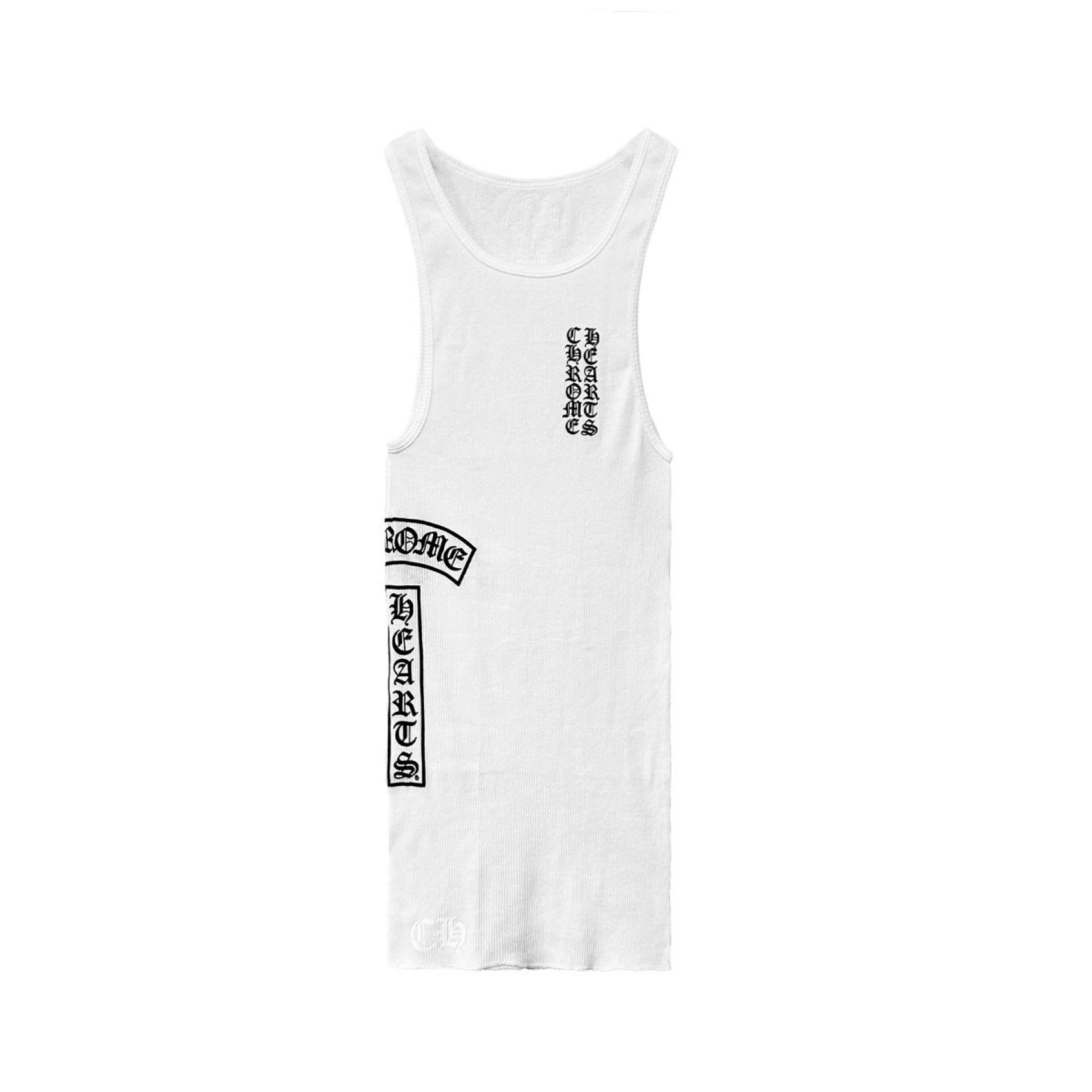 クロムハーツ ホワイト T バー スクリプト ロゴ タンク トップ - SRM