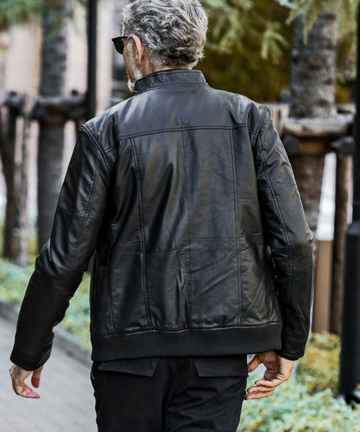 AKM】エイケイエム ダブルファスナー ラムレザージャケット パーカー M