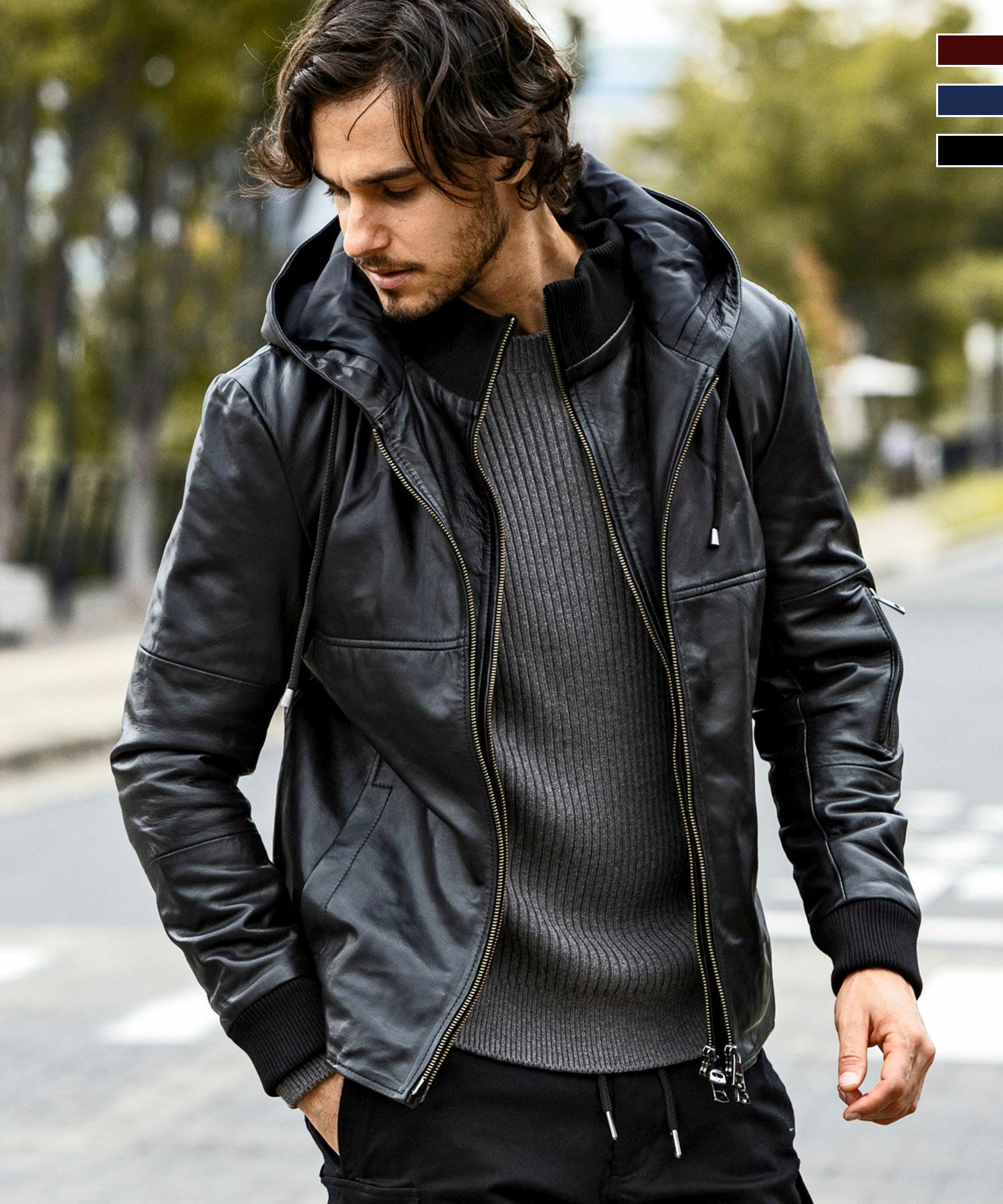 ザラ ZARA MAN レザージャケット 革ジャン 本革 黒 ZARA シングル