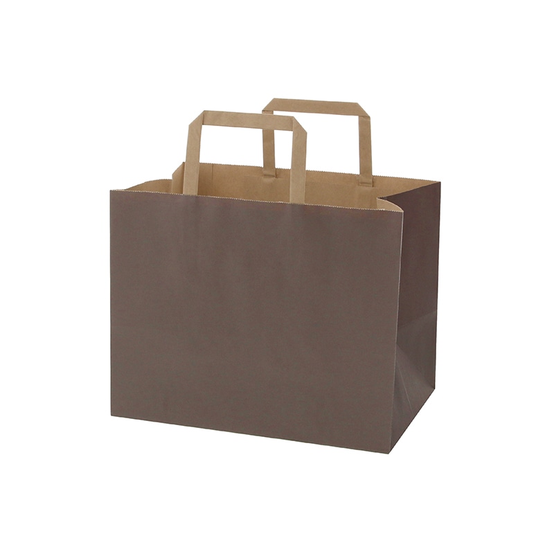 HEIKO 紙袋 Hフラットチャームバッグ 300-1(平手) 未晒ブラウン 無地