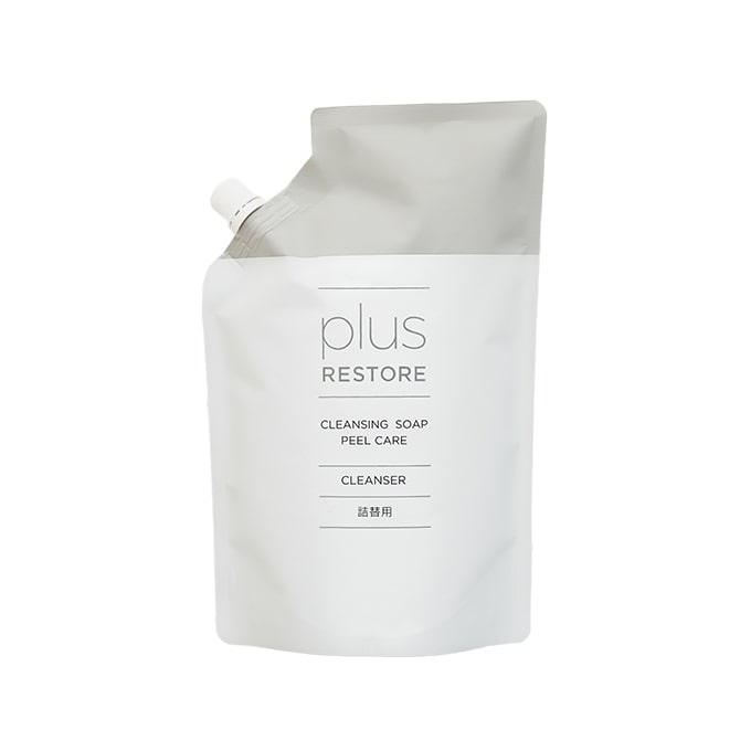 通販】plus RESTORE クレンジングソープ泡ピールケア詰替用 500ml
