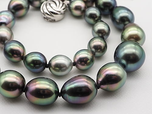 リキテア産 黒蝶真珠 ドロップ系カクテルネックレス 「テリ最強」 鑑別