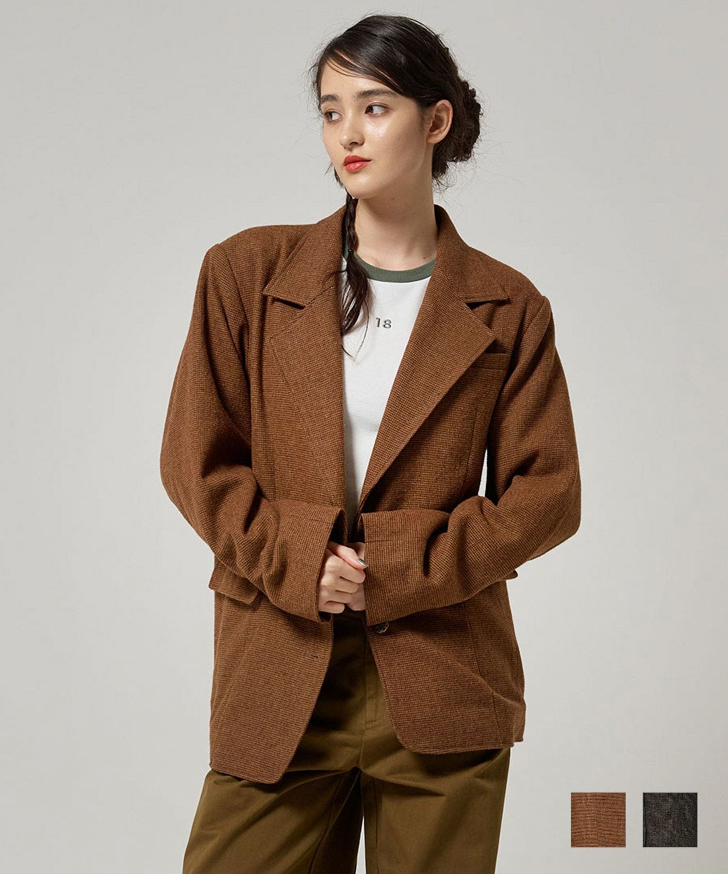 ウールミックス チェックジャケット TINA：JOJUN 全2色｜tnj231-0893