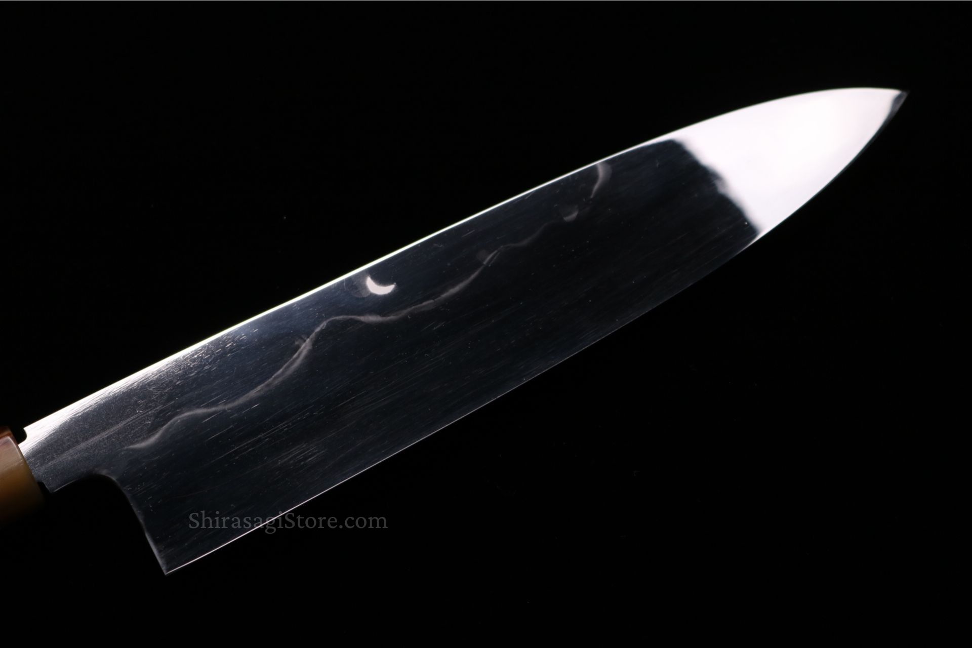 本焼 牛刀 包丁 富士山＆三日月 白一鋼 鏡面仕上 8寸