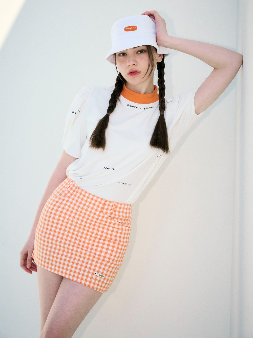 スリムチェック ミニスカート（オレンジ） – SOMUA CLUB