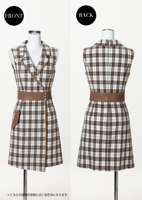パイピングカラーチェックワンピース | キャバドレス・ミニドレス
