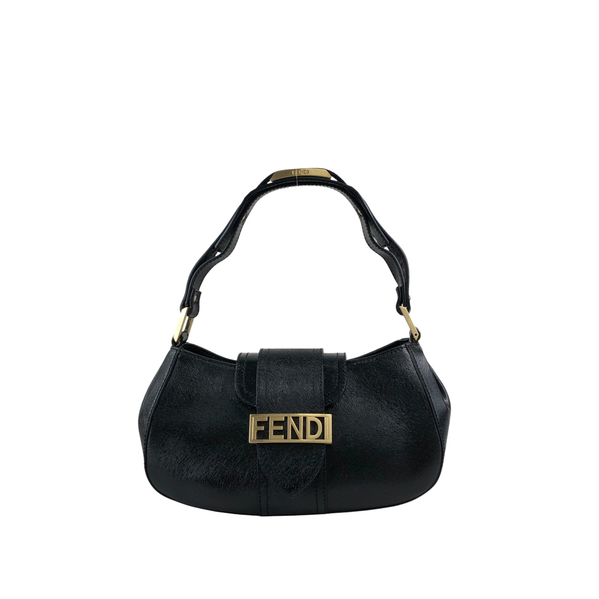 FENDI Logo Shoulder bag Black Vintage zjfy53 – VintageShop solo