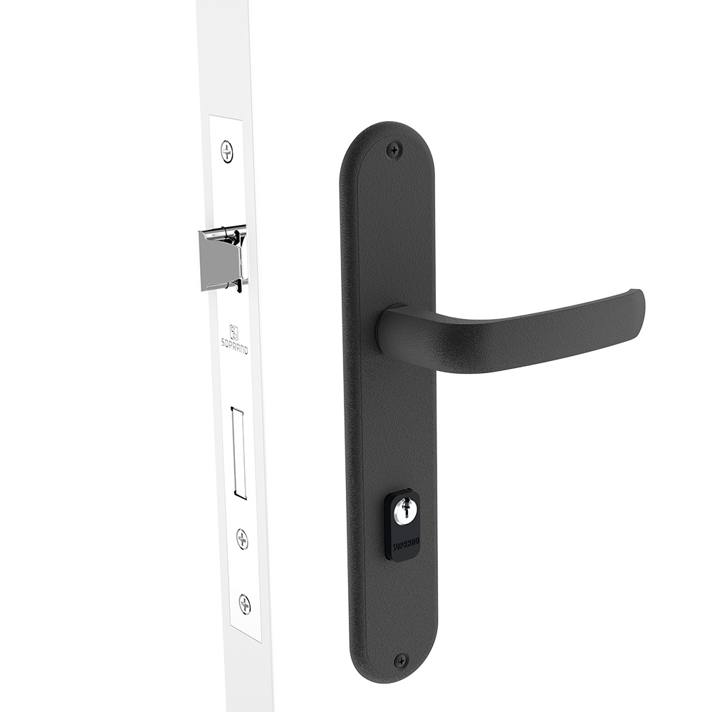 Fechadura Externa 55x70 ESP19 PY53 Preto Fosco Ícaro Way - Soprano