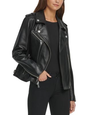 DKNY Leather Moto Jacket - Macy's