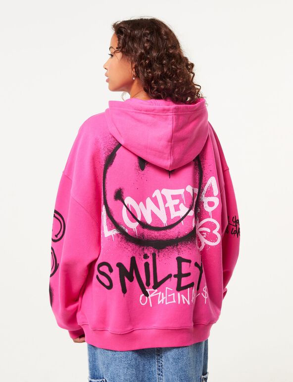 Oversized Pink Hoodie by Jennyfer x Smiley® Originals