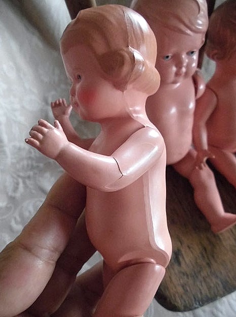 サイズ違いのセルロイドドール 3体セット ドイツ タートル亀のマーク