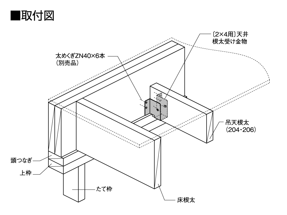 2×4用〕天井根太受け金物 - BXカネシン