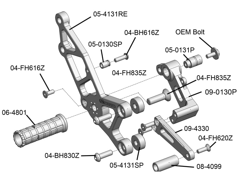 Woodcraft Kawasaki Ninja EX300 Rear Sets