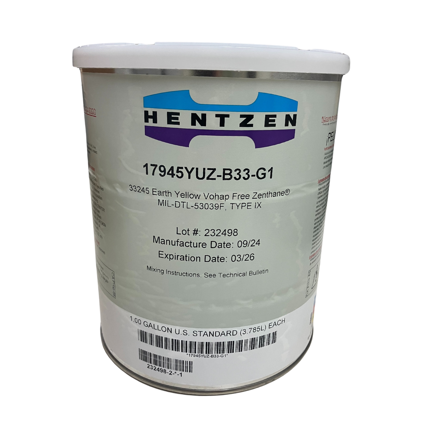 Hentzen 33245 Earth Yellow Vohap Free Zenthane, MIL-DTL-53039F