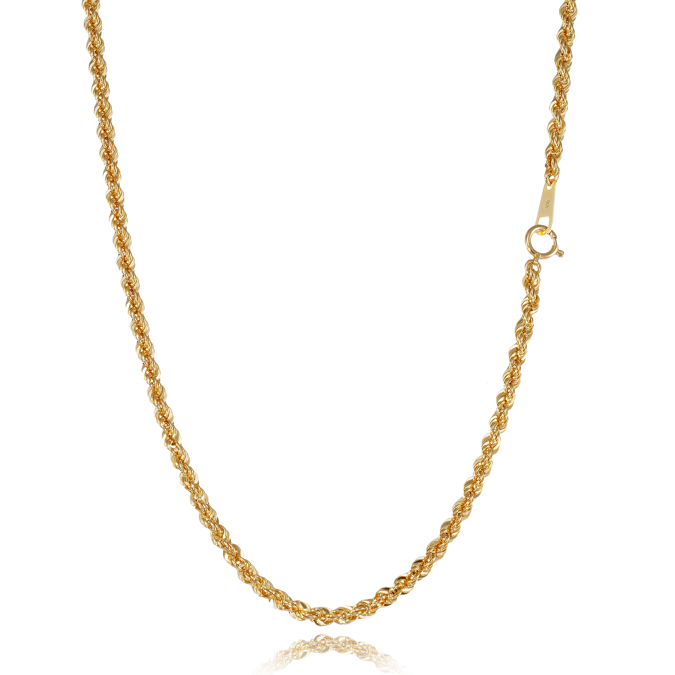 K18 18金 ロープ ネックレス 3mm幅 38cm～80cm 引輪 選べるサイズ