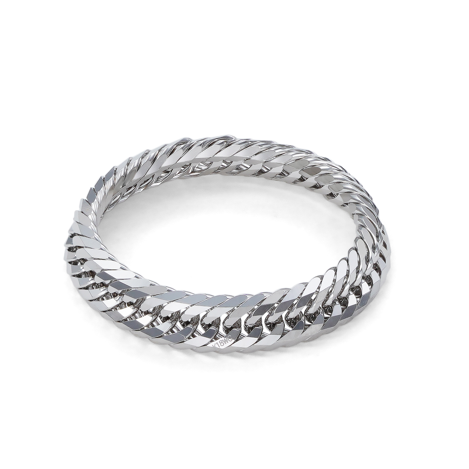 K18WG 18金 ホワイトゴールド 喜平リング 12面トリプル 4.3mm幅 ソフト