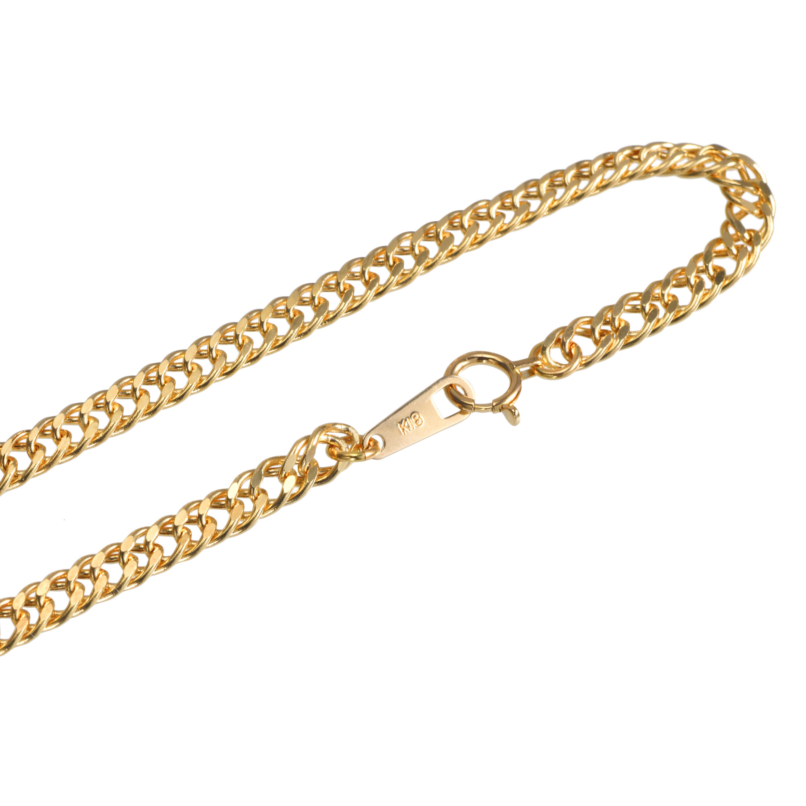 K18 18金 中空 喜平ネックレス 2面ダブル 3.9mm幅 38cm~80cm 引輪