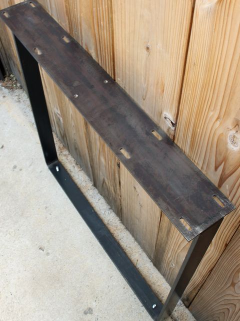 ≪鉄脚≫【固定式アイアンプレートレッグ/黒皮仕様 アイアン/ビス付/2