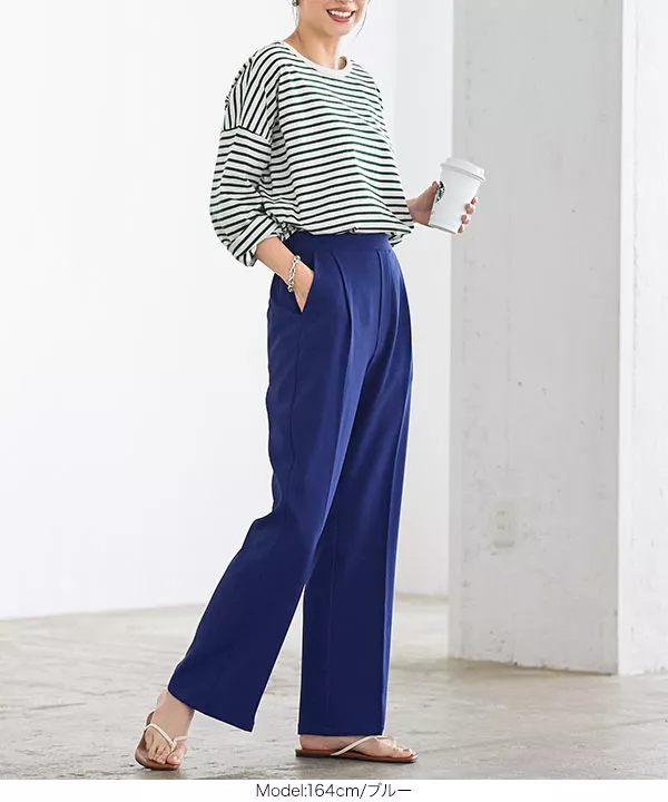 ハイウエストタックストレートパンツ [M3624] - レディース