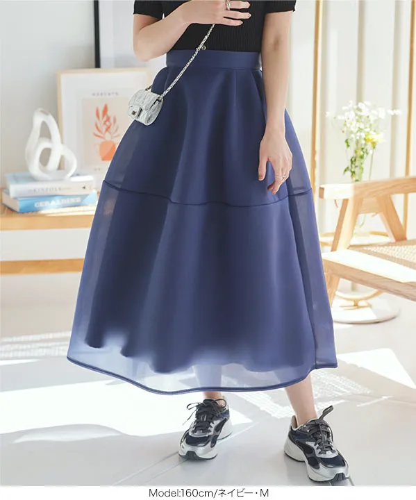 シアーダンボールフレアスカート [M4159] - レディースファッション